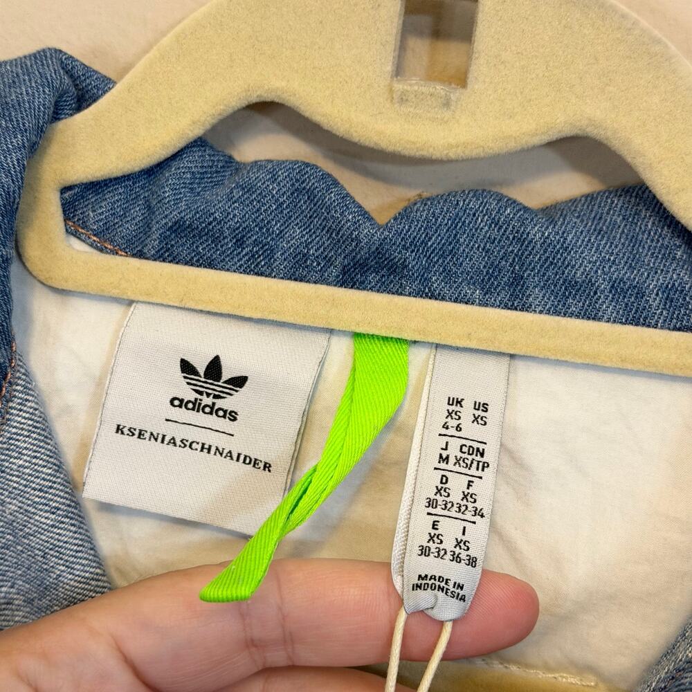 Adidas x Ksenia Schnaider Shirt Dress XS Blue Denim Oversized Western Rodeo NWT - Picture 5 of 11